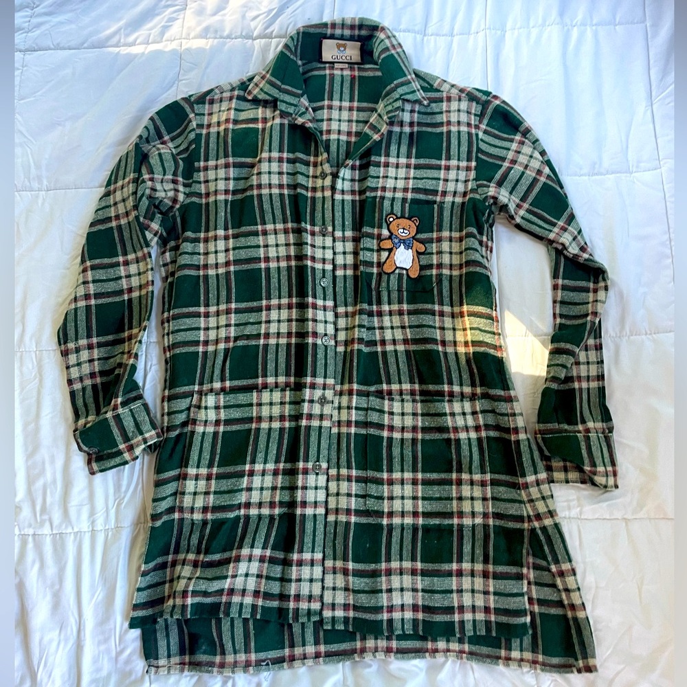 Gucci x Kai Teddy Bear Green Plaid Flannel